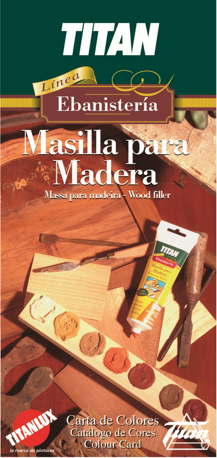 Colores masilla para madera Titan